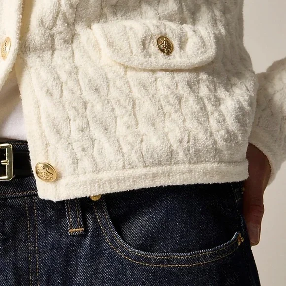 J. crew Odette cable knit sweater lady jacket - Picture 2 of 5